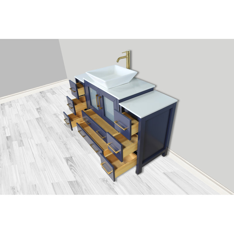 Wade Logan® Karson 54'' Single Bathroom Vanity with Engineered Marble